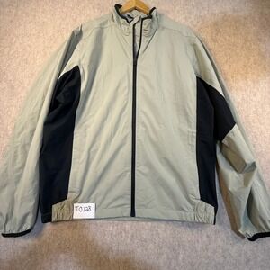 Sun Mountain Waterproof Golf Jacket Mens Medium Sage Green Black Full Zip Rain
